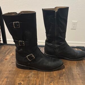 Frye Black Leather Combat Boots